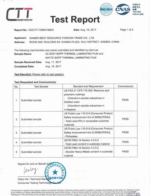 光沢のある/無光沢の白BOPPの熱ラミネーションのフィルムのFDAは渡されて証明します