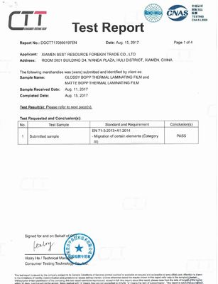 光沢のある/無光沢の白BOPPの熱ラミネーションのフィルムのFDAは渡されて証明します